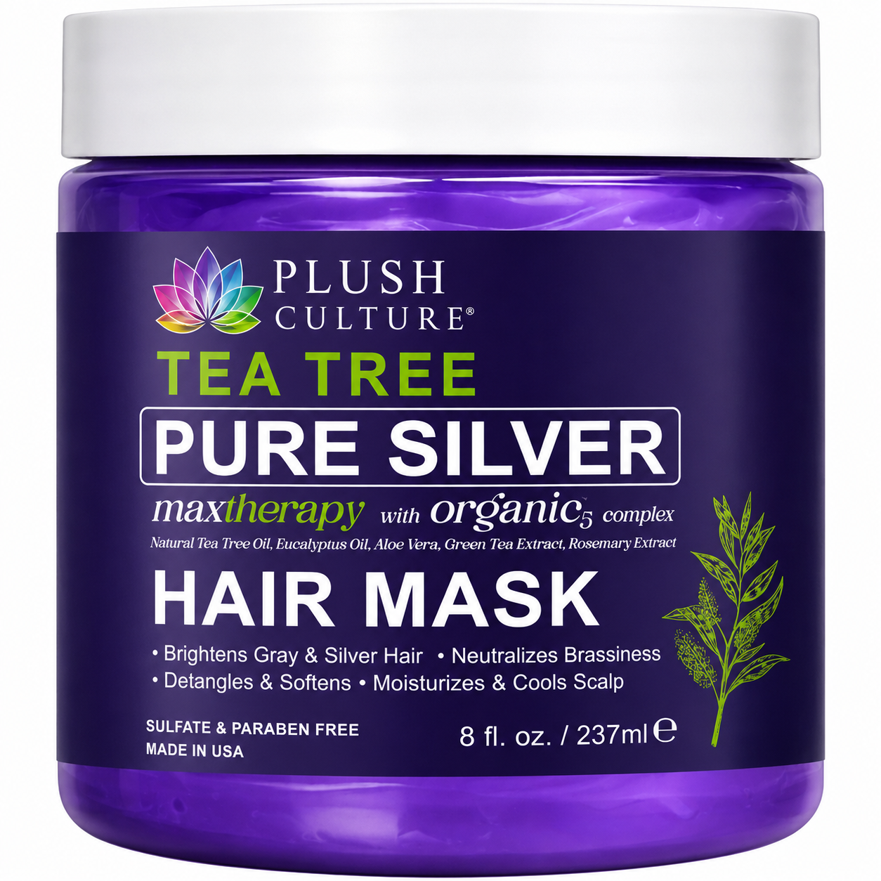 Tea Tree Pure Silver Hair Mask, 8 fl oz