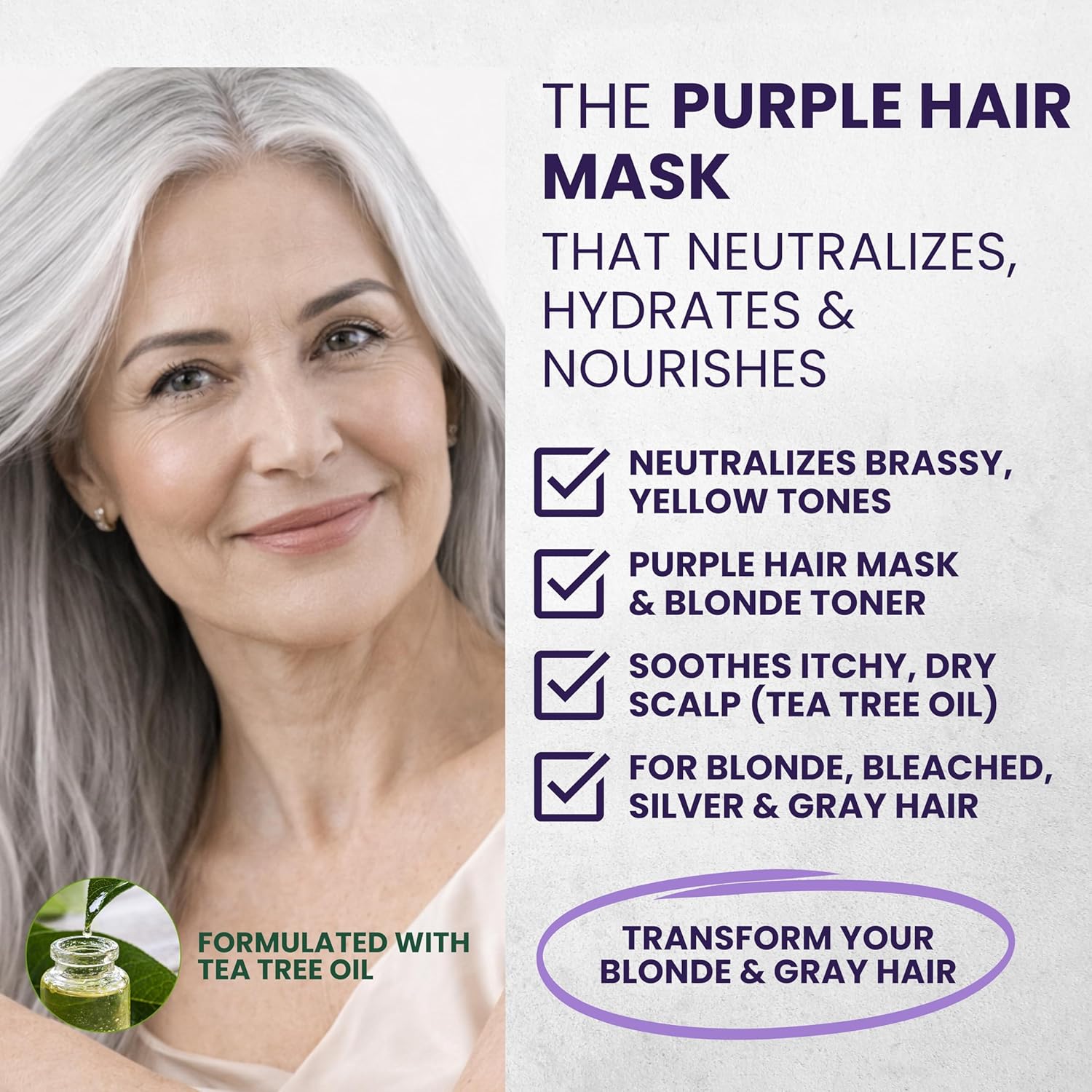 Tea Tree Pure Silver Hair Mask, 8 fl oz