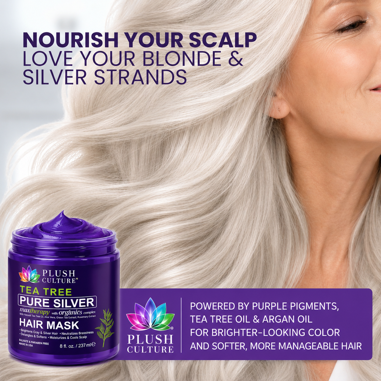 Tea Tree Pure Silver Hair Mask, 8 fl oz