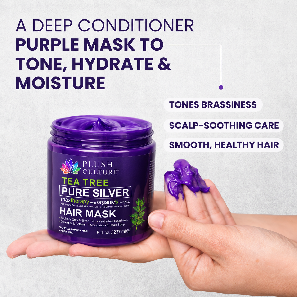 Tea Tree Pure Silver Hair Mask, 8 fl oz